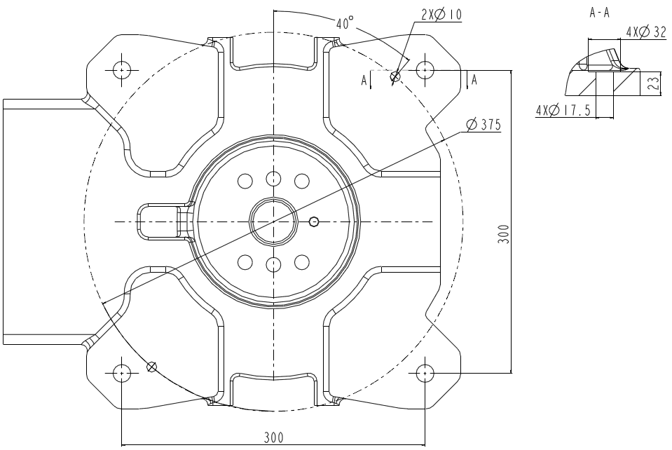 QJR6-1400H Endüstriyel Robot Kol Taban Montaj Boyutu Çizimi